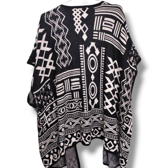 Forever 21 Vest Sz OS Long Open Front Black Hippie Cotton Boho Bohemian Western - Picture 5 of 9